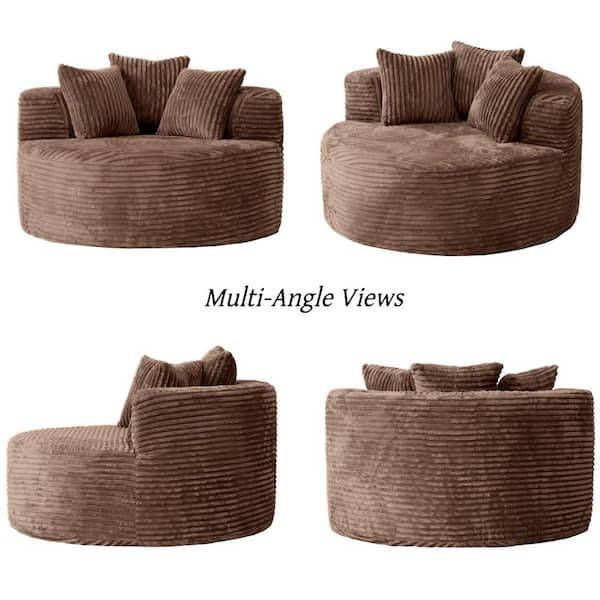 Magic Home 50 in. Brown Corduroy Armless Deep Seat Round Single