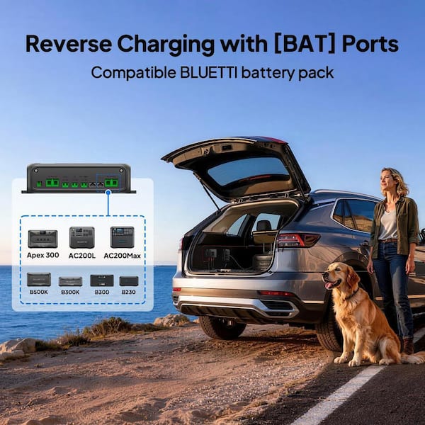 BLUETTI 1200-Watt Output Power Alternator Charger, Fast DC-DC