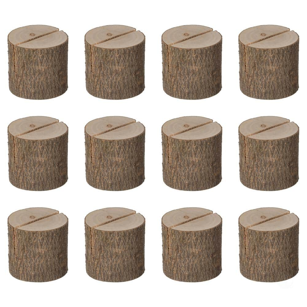 Vintiquewise Natural Wooden Rustic Table Wood Place Card Holder (Set of 24 Pieces)