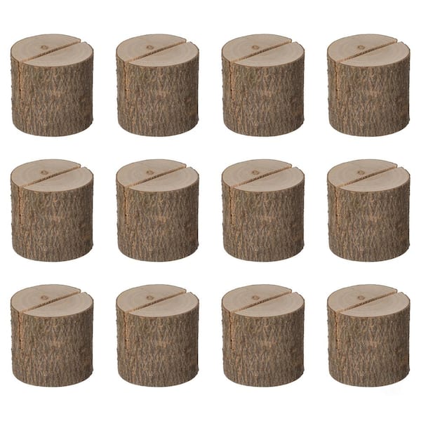 Vintiquewise Natural Wooden Rustic Table Wood Place Card Holder (Set of 24 Pieces)