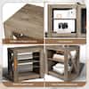 Karl home 70 in. Washed Gray TV Stand with Fireplace Fits TVs up to 70 in. Entertainment Center K1G52008468+51