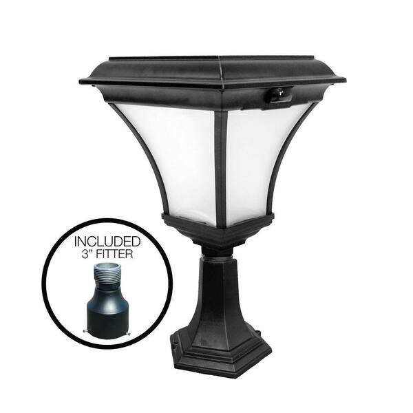 NATURE POWER Kona 21 in. Outdoor Solar Powered Black Lamp with 3 in. Pole Fitter and Deck Mount