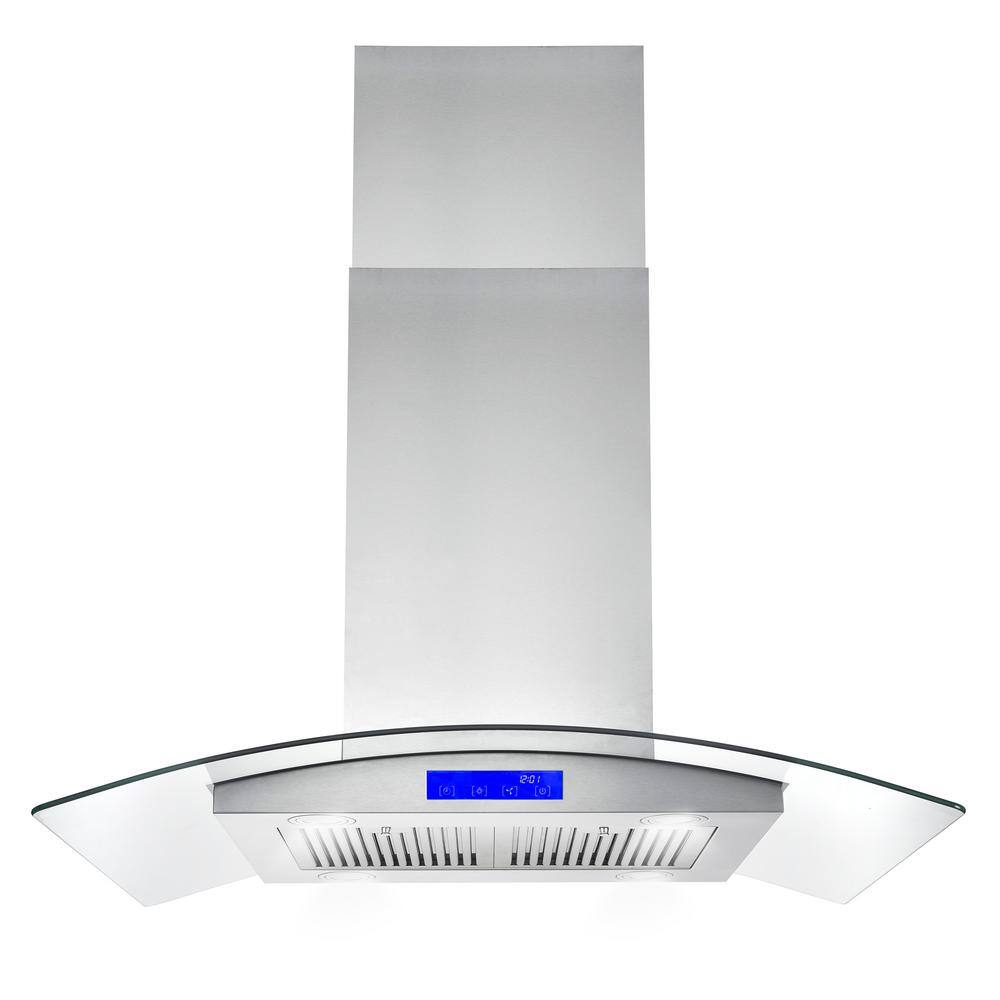 Cosmo 36 in. Ducted Island Range Hood in Stainless Steel with LED