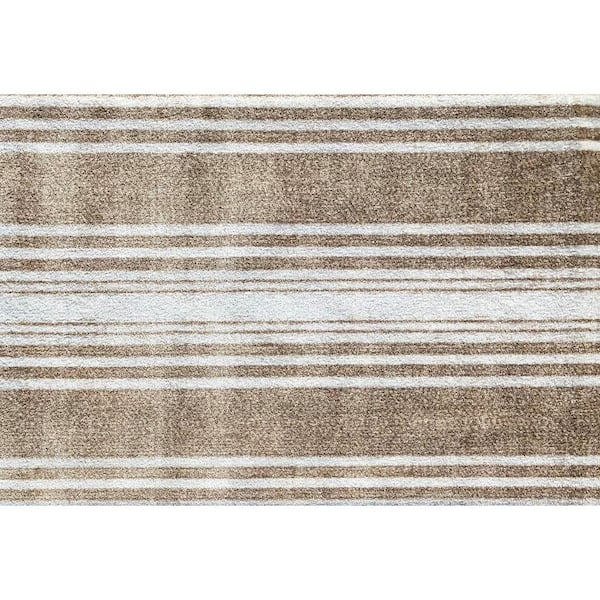 Linen 1.67 ft x 2.29 ft Tan and White Striped Area Rug