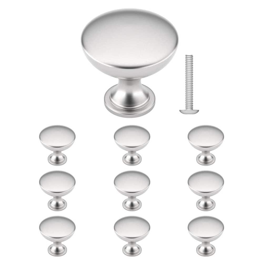 Brushed Nickel Round Cabinet Knob with Mounting Hardware