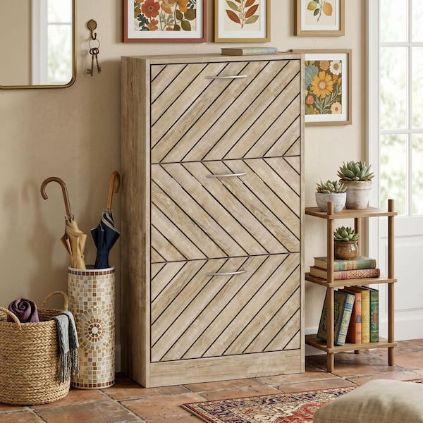 FUFU&GAGA 70.9 in. H x 31.5 in. W White Wood 4-Shutter Doors Shoe