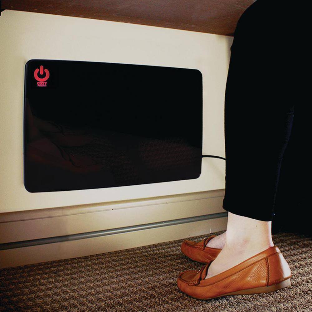 Black Electric Flat Panel Heater with Thermostat, 23"