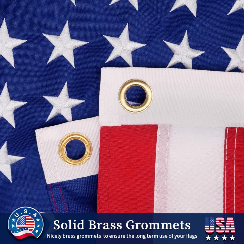 Heavy Duty 5x8 ft American Flag with Embroidered Stars and Brass Grommets