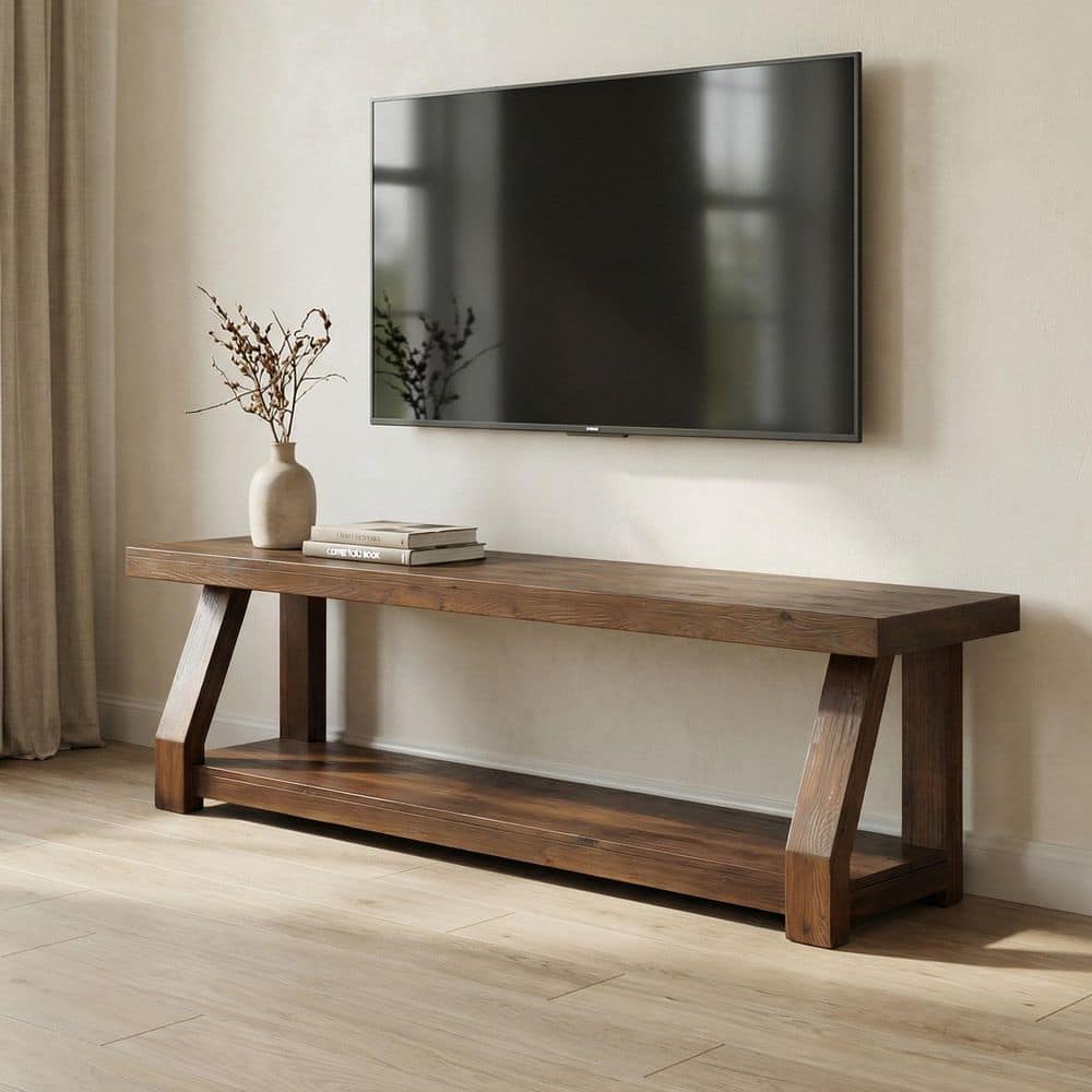 Ezlynn Dark Walnut Brown TV Stand Entertainment Center Fits TV's up to 70 in. with 2-Tier Storage Shelf price history on PriceWatchPro