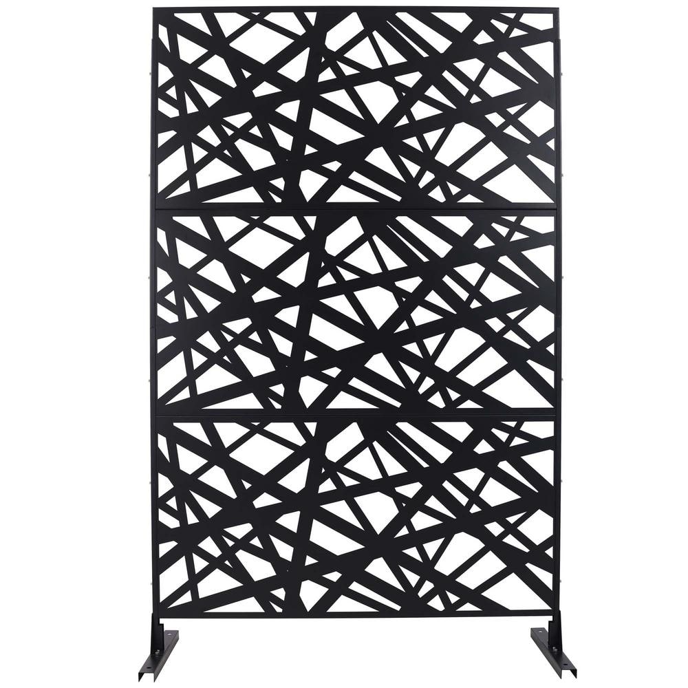 76 in. H x 48 in. W Steel Garden Fence Freestanding Outdoor Privacy Screen in Black price history on PriceWatchPro