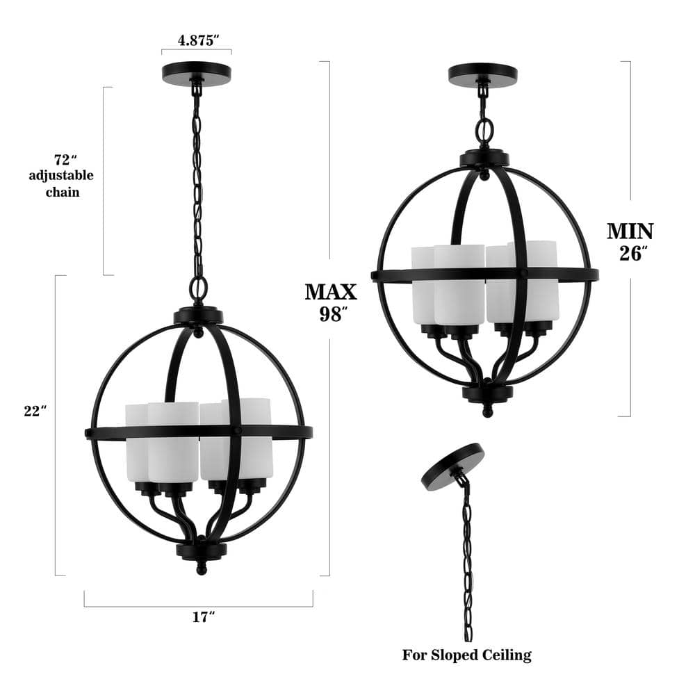 Forler 22" Gold and Black Glass LED Globe Pendant