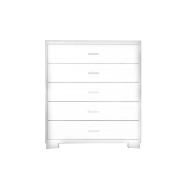 Manhattan Comfort Astor 5-Drawer White Gloss Chest of Drawers