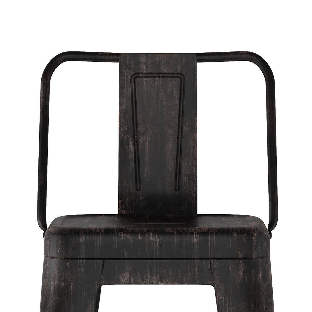 Rayne Industrial 30" Distressed Black Metal Bar Stool - Set of 2