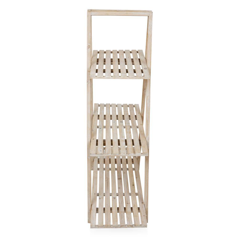 Natural Fir Wood 3-Tier Triangular Storage Rack