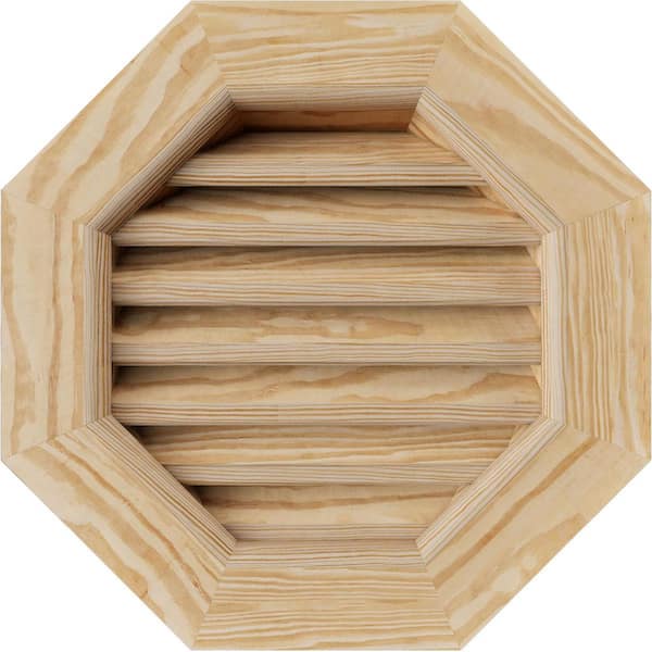 21 in. x 21 in. Octagon Unfinished Smooth Pine Wood Paintable Gable Louver Vent
