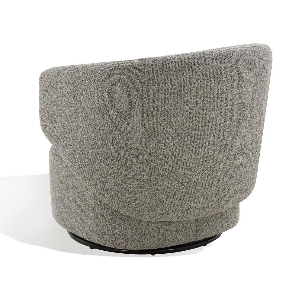 Elegant Gray Boucle 31" Wood Base Swivel Armchair