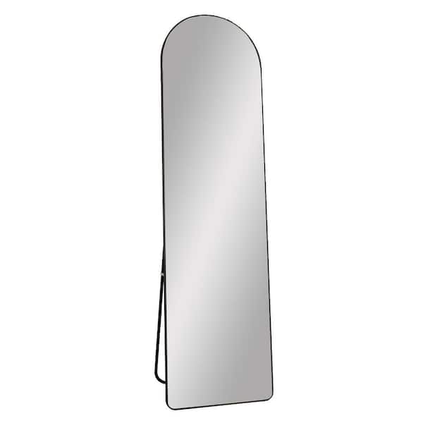 Unbranded 16.5 in. W x 59.8 in. H Arched Metal Framed Wall Bathroom Vanity Mirror, Full-Length Mirror in Black
