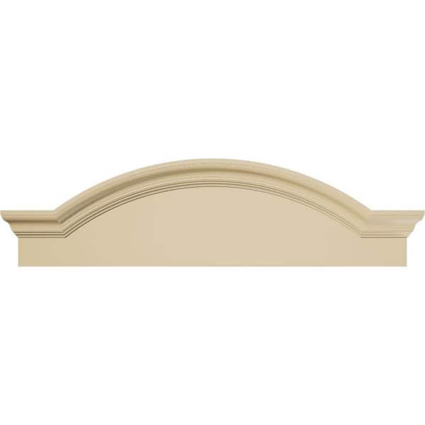 40-in. W x 11-in. H x 2-1/2-in. P Segment Arch W/Flankers Smooth Signature Urethane Pediment, Primed Tan