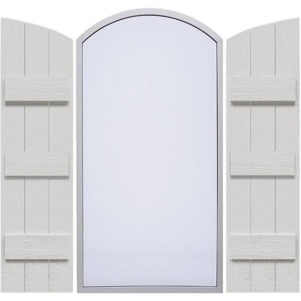 Ekena Millwork Timberthane 16.125 in. W x 68 in. H Joined Three Board Elliptical Arch Top Polyurethane Board and Batten Shutters
