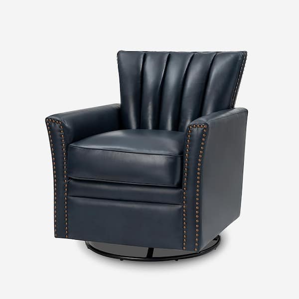 Navy blue leather online swivel chair