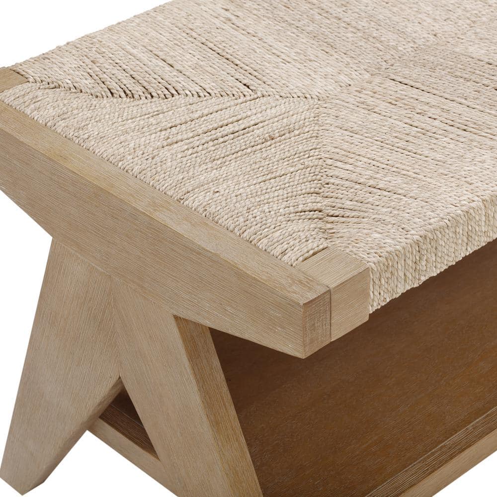 Beacon Light Brown Seagrass Bench with Storage