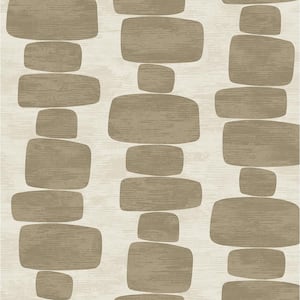 Tan Stripe Block Vinyl Peel and Stick Wallpaper Roll (30.75 sq. ft.)
