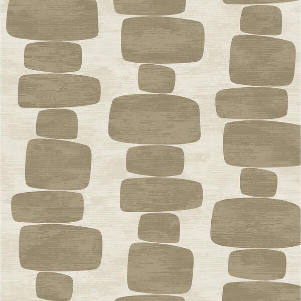 STACY GARCIA HOME Tan Stripe Block Vinyl Peel and Stick Wallpaper Roll (30.75 sq. ft.)