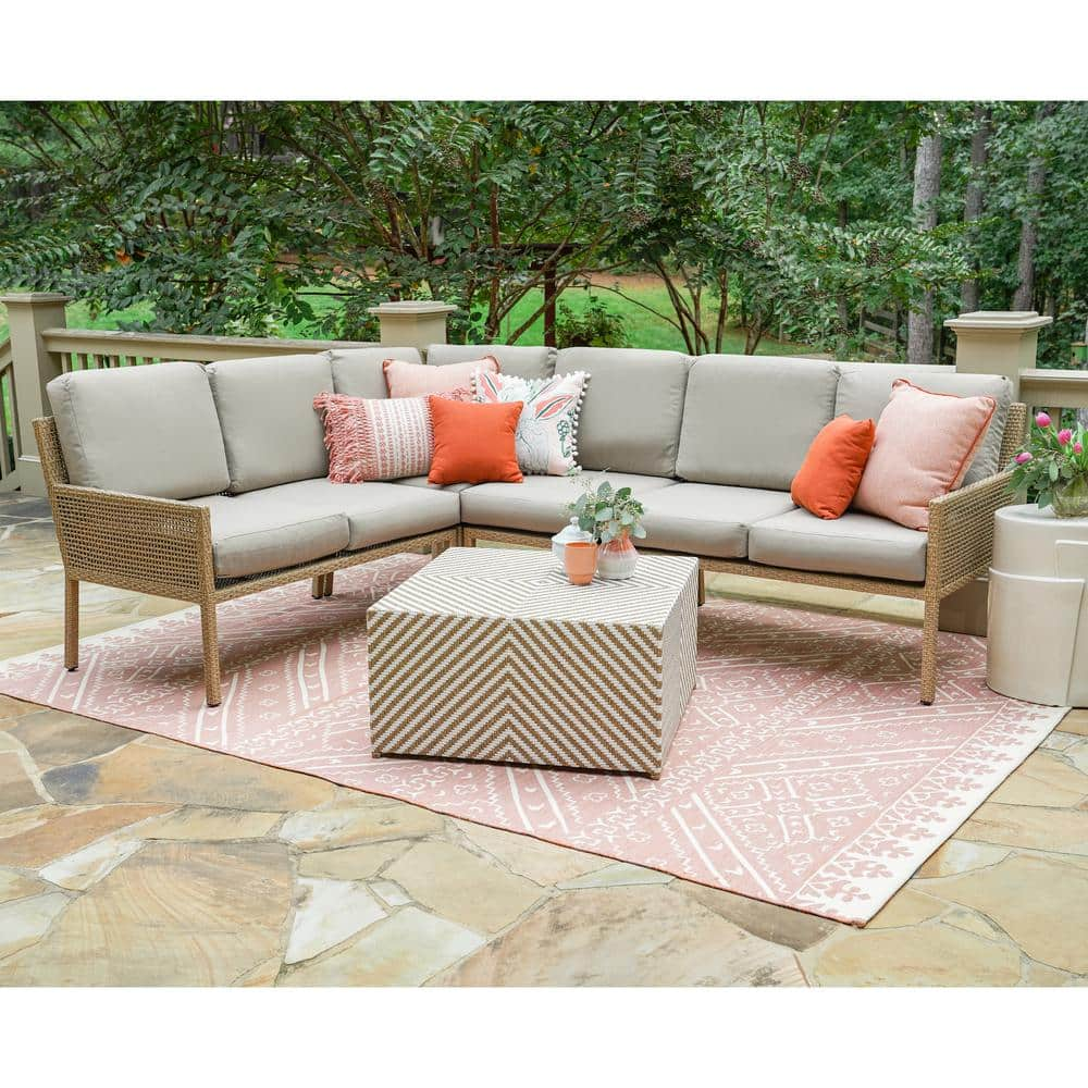 Leisure Made Riviera 5-Piece Wicker Outdoor Sectional with Sunbrella