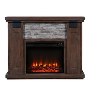 47 in. Freestanding Electric Fireplace in Brown