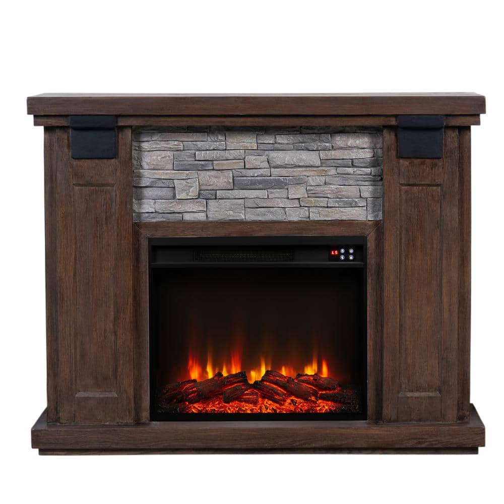 FESTIVO 47 in. Freestanding Electric Fireplace in Brown