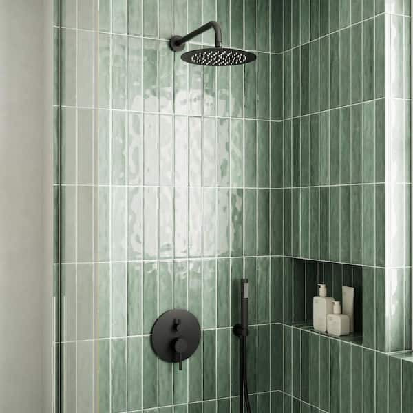 Crozet 2-Spray Wall Mount Handheld Shower Head Shower Faucet 2.5 GPM in. Matte Black (Valve Included)