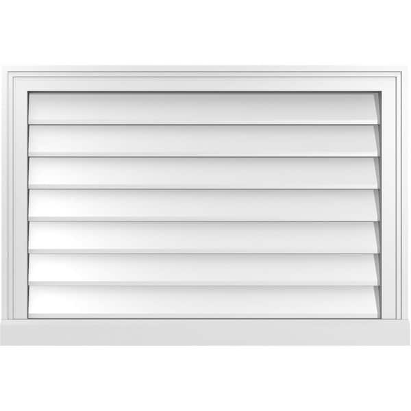 Ekena Millwork 32" x 22" Rectangular White PVC Paintable Gable Louver Vent Non-Functional