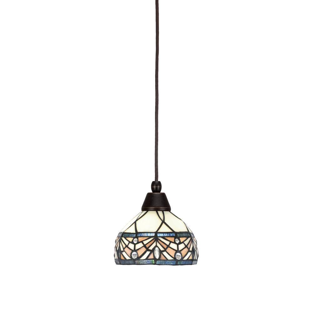 Bryson 7 in. 1-Light Dark Granite Cord Pendant Light with 7 in. Royal Merlo