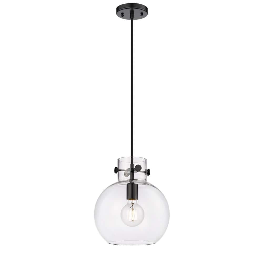 Newton Sphere 100-Watt 1 Light Matte Black Shaded Pendant Light with Clear glass Clear Glass Shade price history on PriceWatchPro