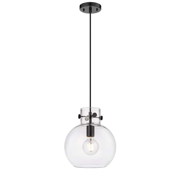 Innovations Newton Sphere 100-Watt 1 Light Matte Black Shaded Pendant Light with Clear glass Clear Glass Shade