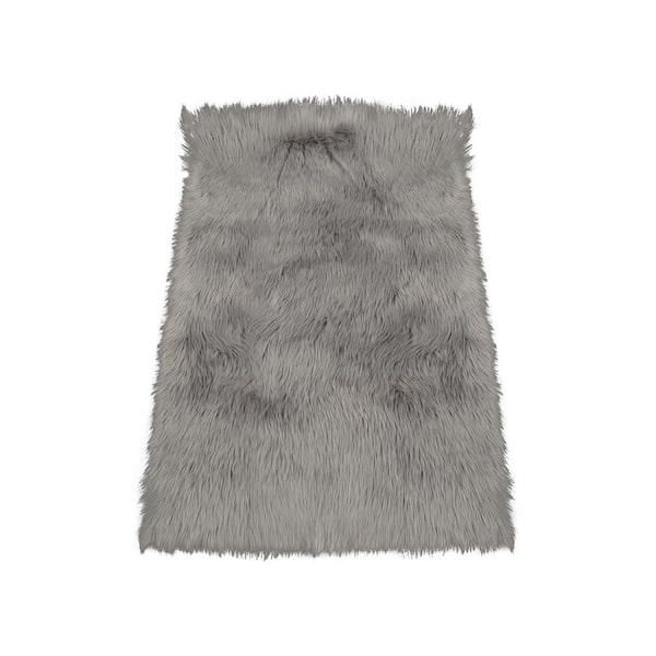 Huluwat Light Grey 4 ft. x 6 ft. Ultra Soft Fluffy Faux Fur Sheepskin Area Rug for Bedroom Bedside and Living Room