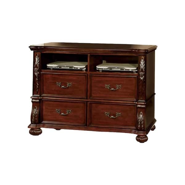 Benjara Brown 4-Drawer 50 in. Wide Chest of Drawers