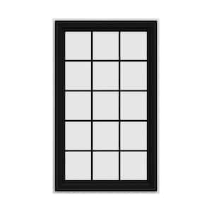 36 in. x 60 in. V-4500 Series Black FiniShield Vinyl Right-Handed Casement Window with Colonial Grids/Grilles