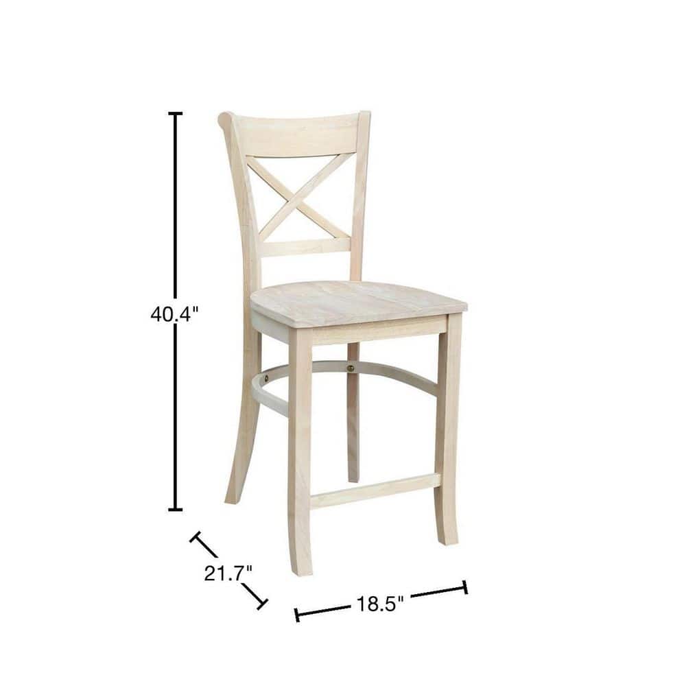 Charlotte 24" Traditional Parawood Counter Height Stool, Unfinished