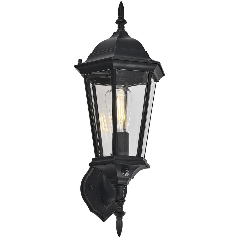 Oak Creek Hardwired Black Motion Sensing LED Baluster Light Outdoor Wall Li