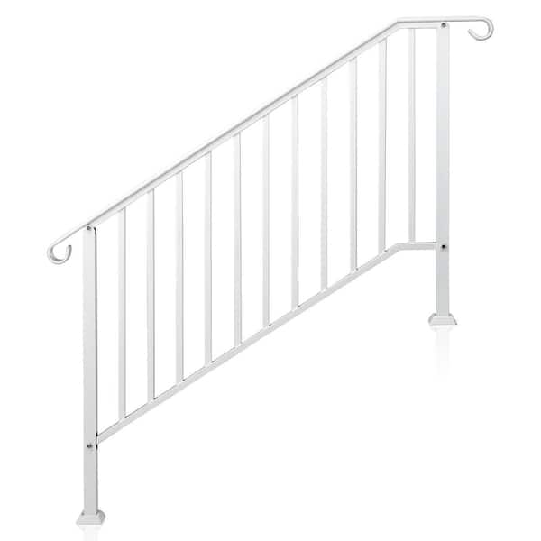 38.2 in. x 51.2 in. Iron White Outdoor Handrail Railing Kit