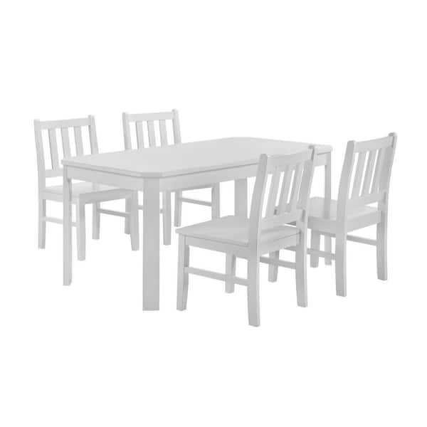 Daniel 5-Piece Rectangle Wood Top White Bar Table Set