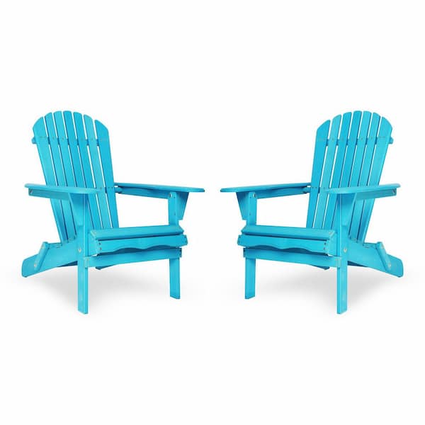 Unbranded Set of 2 Blue Cedar Folding Adirondack Patio Chairs