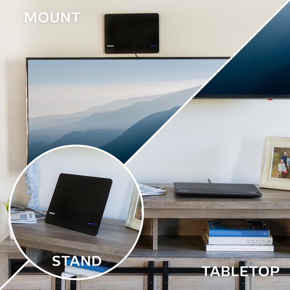 Philips Elite Black Indoor Amplified HDTV Signal Finder Antenna