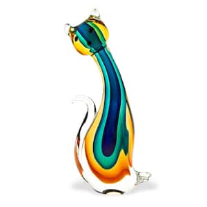 Murano Style Art Glass 11 in. Tall Cat