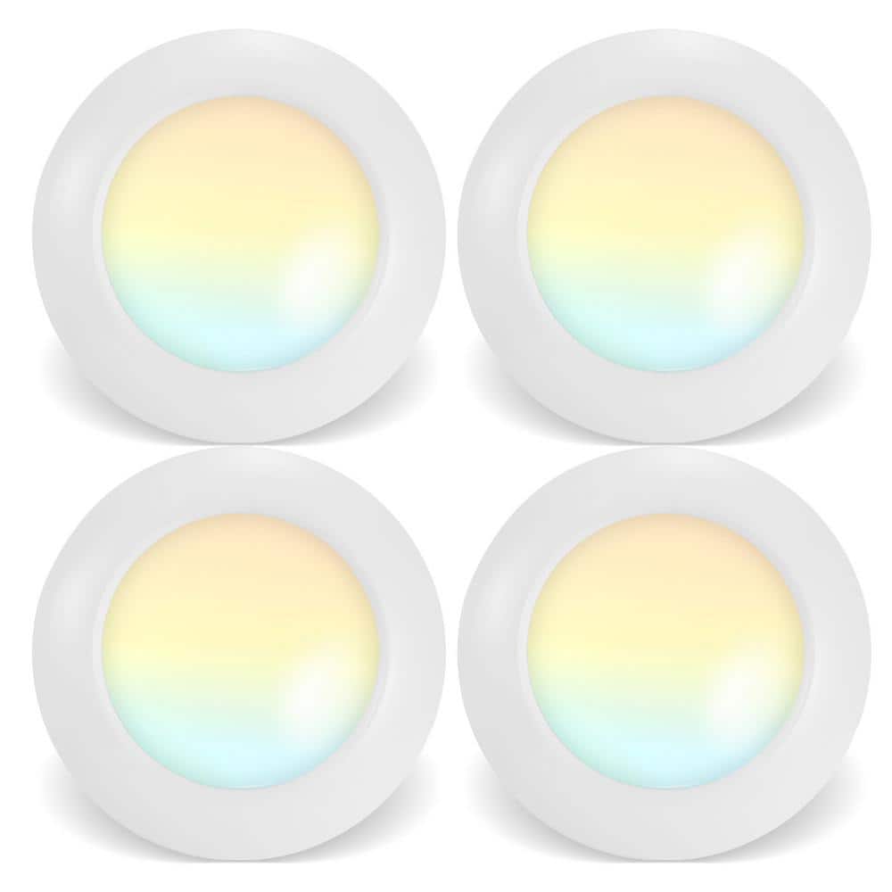 RUN BISON in. 90 CRI 2700K to 5000K CCT Selectable LED Disk Light   Dimmable Integrated LED Flush Mount Ceiling Light (4-PACK)  HT-G2D1D-8C-18W-927-1-51 4PK The Home Depot