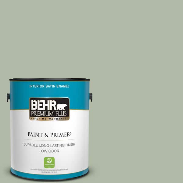 BEHR PREMIUM PLUS 1 gal. #N390-3 Jojoba Satin Enamel Low Odor Interior Paint & Primer