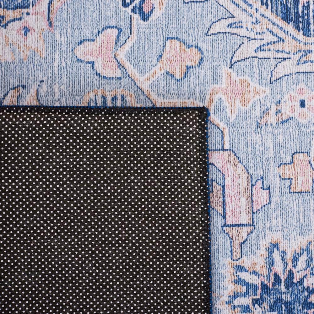 Tucson Light Blue/Navy Rectangular Machine Washable Area Rug