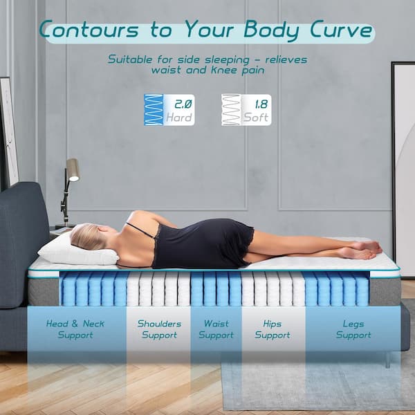 Serweet 12 in. Medium Bamboo Charcoal Memory Foam 7-Zone