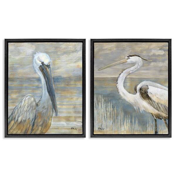 Sea Birds Abstract Beach by Paul Brent 2-Piece Black Floater Frame Animal Graphic Art Print 31 in. x 25 in.